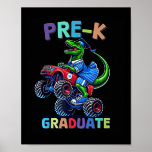 Affiche Diplômé de pré-maternelle camion monstre dinosaure