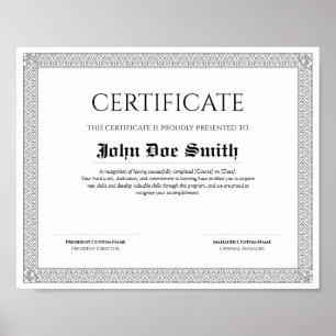 Affiche Diplôme de qualité élégant et classique Certificat
