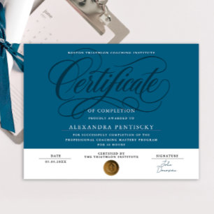 Affiche Diplôme de reconnaissance de certificat bleu marin