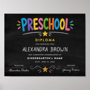 Affiche Diplôme d'étoile de remise de diplôme préscolaire 