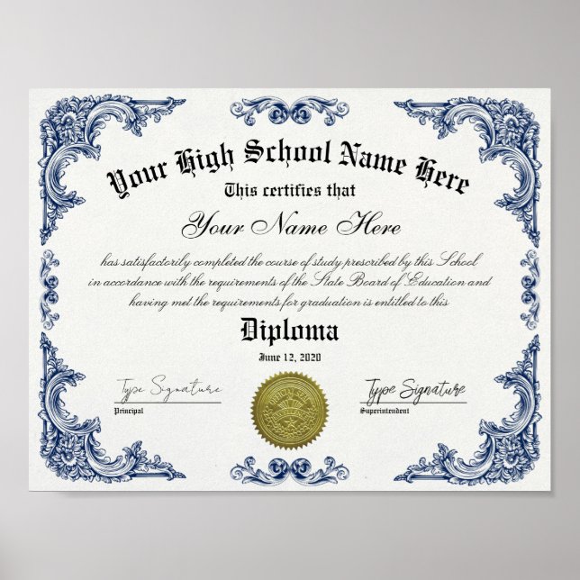 Affiche Diplôme d'études secondaires, certificat GED (Devant)