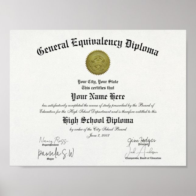 Affiche Diplôme d'études secondaires d'équivalence général (Devant)