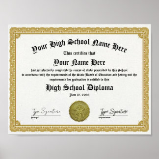 Affiche Diplôme d'études secondaires d'or, équivalence gén