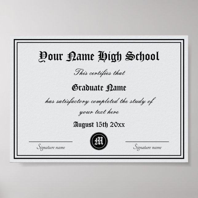 Affiche Diplôme d'études secondaires modèle officiel de ce (Devant)