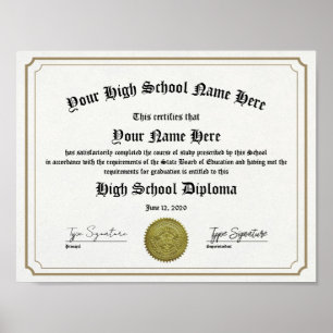 Affiche Diplôme d'études supérieures encadré au lycée, GED