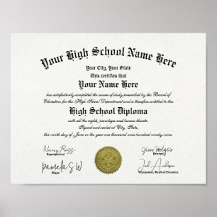 Affiche Diplôme lycée encadré classique