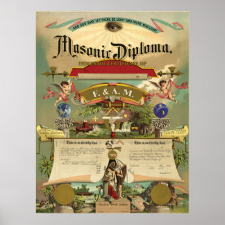 Affiche Diplôme maçonnique F&AM