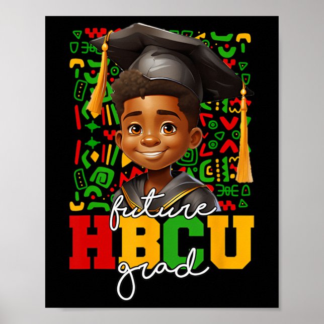 Affiche Diplômé Noir Afro Collège Futur Diplômé Hbcu (Devant)