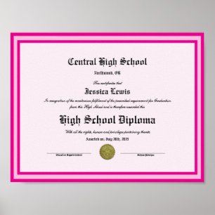 Affiche Diplôme Objet de fantaisie Souvenir Lycée