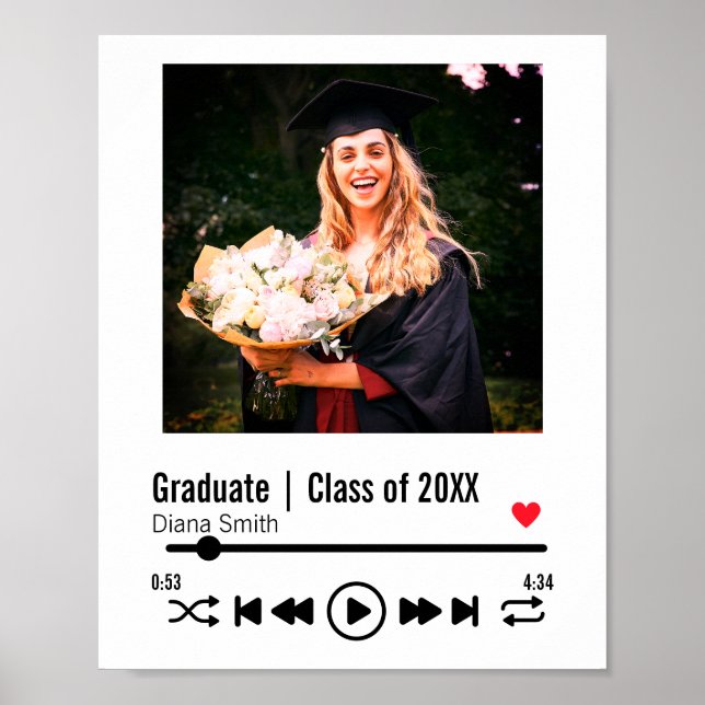 Affiche Diplôme personnalisé Photo Chanson Playlist (Devant)