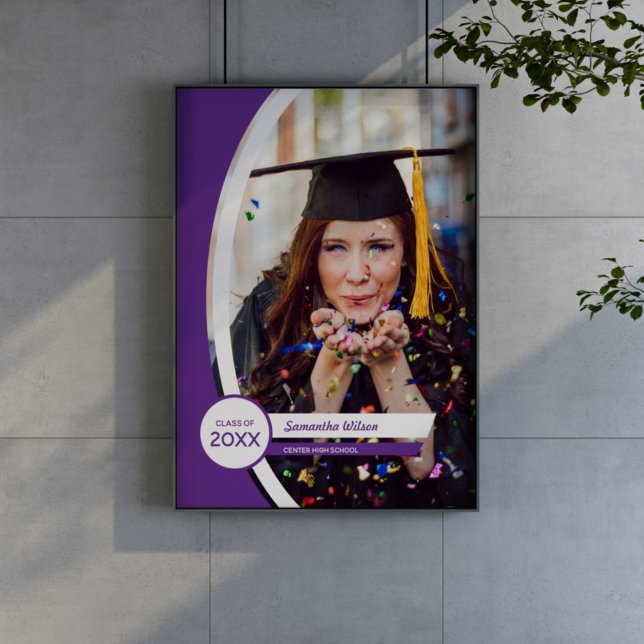 Affiche Diplôme photo de cadre courbé pourpre (Créateur téléchargé)