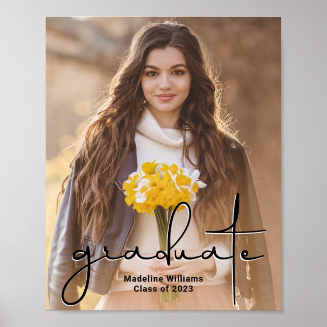 Affiche Diplôme photo de script manuscrit moderne (Devant)