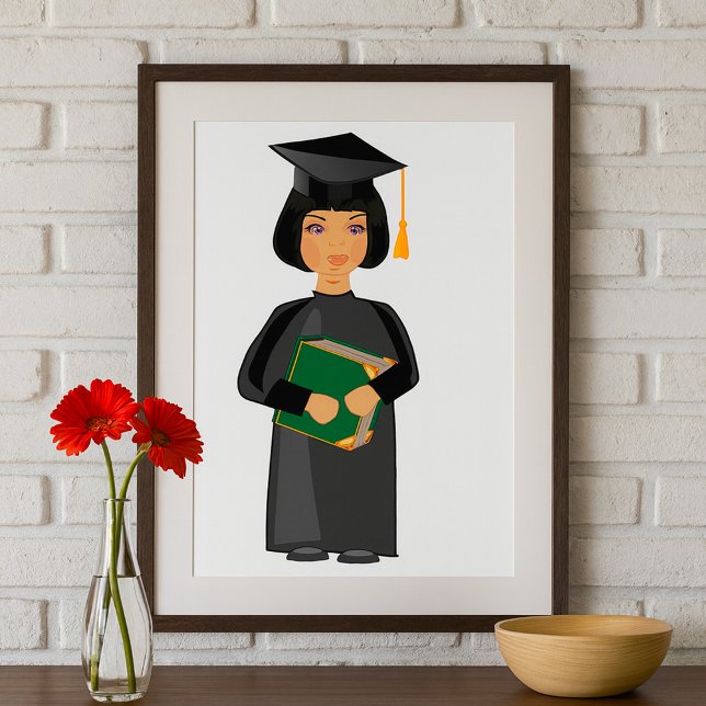 Affiche Diplômée en Couvre-Chef et Toge Noirs (Créateur téléchargé)