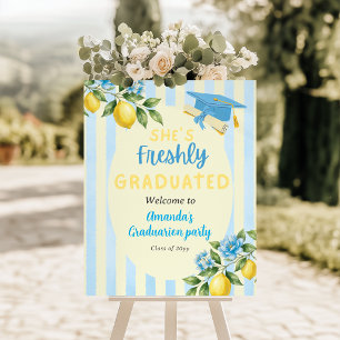 Affiche Diplômée Fraîchement Lemon Rayure Bleue