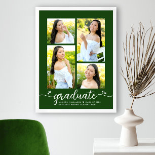 Affiche Diplômée Verte 4 Script Photo Cœur Moderne Féminin
