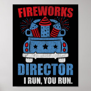 Affiche Directeur de feu d'artifice drôle du 4 juillet Je