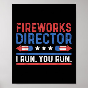 Affiche Directeur de feux d'artifice amusant du 4 juillet