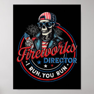 Affiche Directeur de feux d'artifice squelette drôle je co