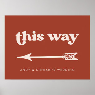 Affiche Direction Mariage de Terracotta stylé rétro
