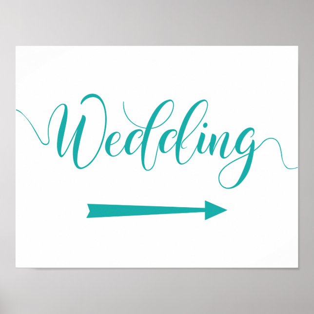 Affiche Direction Mariage Turquoise Signer Flèche droite (Devant)