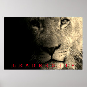 Affiche Direction motivationnelle roi lion sépia