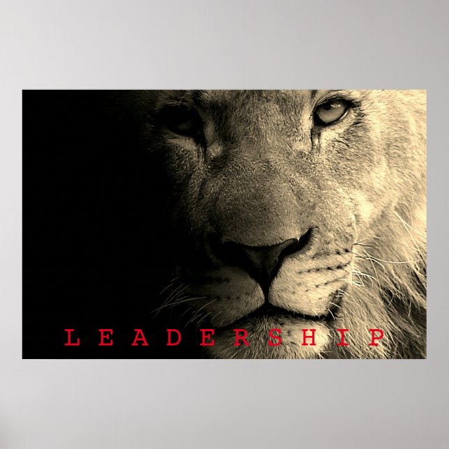 Affiche Direction motivationnelle roi lion sépia (Devant)
