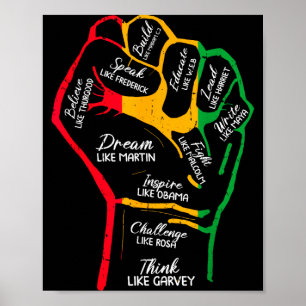 Affiche Dirigeants noirs inspirants poing levé main noire