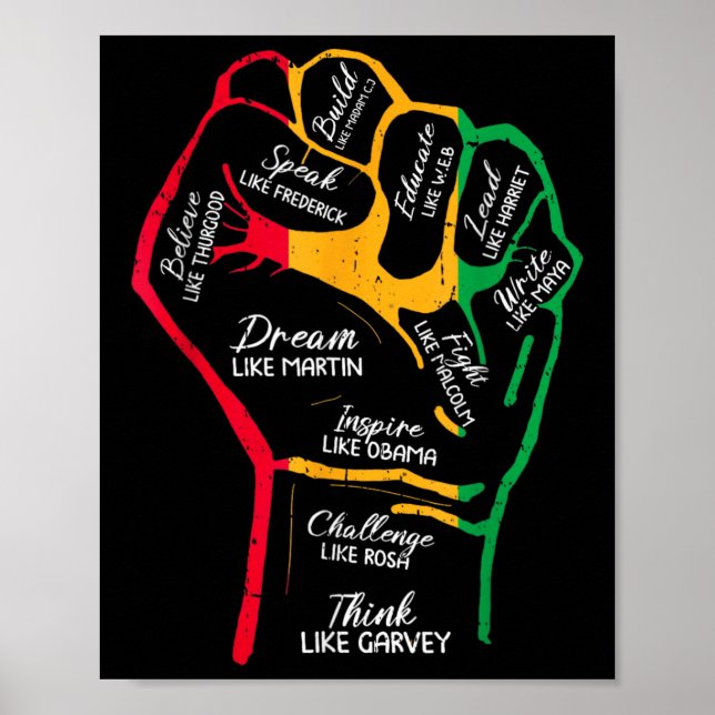 Affiche Dirigeants Noirs Inspirants Poing Puissant Main Mo (Devant)