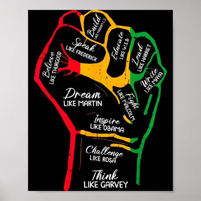 Affiche Dirigeants Noirs Inspirants Poing Puissant Main Mo (Devant)