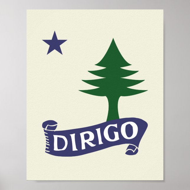 Affiche Dirigo / Drapeau 1901 Maine Art Framable (Devant)