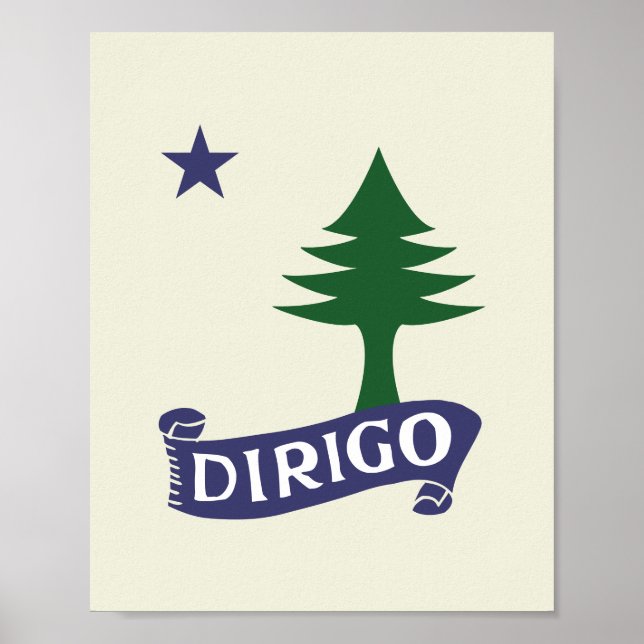 Affiche Dirigo / Drapeau 1901 Maine Art Framable (Devant)