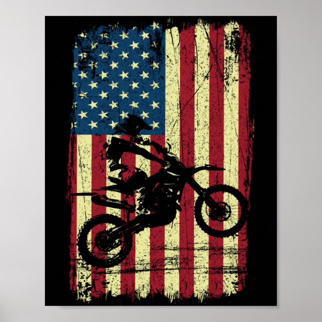 Affiche Dirt Bike American Drapeau 4e (Devant)