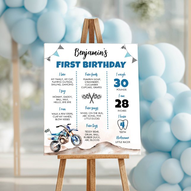 Affiche Dirt Bike Boy Birthday Party Milestone Sign (Créateur téléchargé)