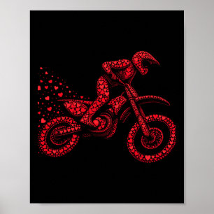 Affiche Dirt Bike Heart Biker Boys Womens Mens Valentine D