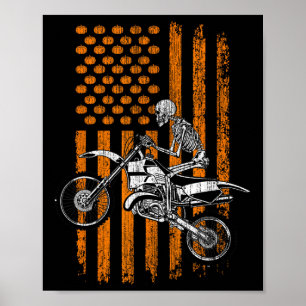 Affiche Dirt Bike Skeleton Halloween Hommes Garçons Dirt B