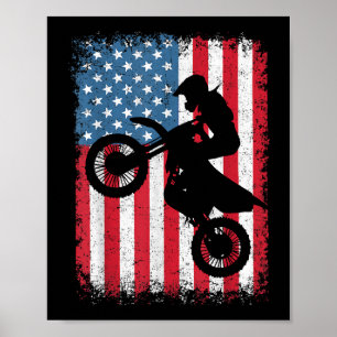 Affiche Dirt Vélo Drapeau Américain Motocross Vélo Hommes