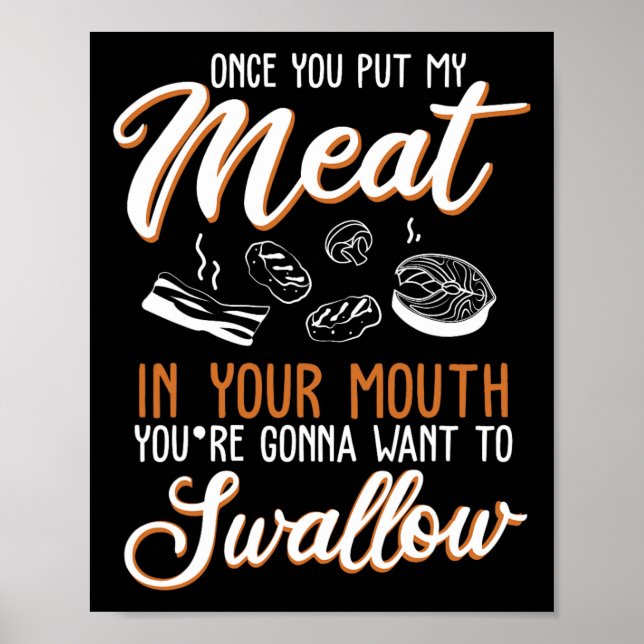 Affiche Dirty Adult Design Viande Dans Votre Bouche Bbq Jo (Devant)