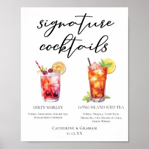 Affiche Dirty Shirley Long Island Signature Cocktails Menu