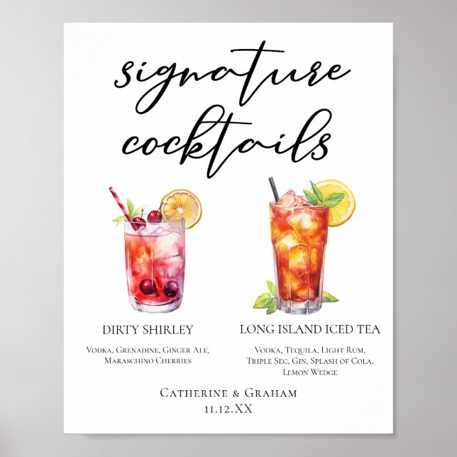Affiche Dirty Shirley Long Island Signature Cocktails Menu (Devant)