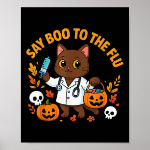 Affiche Dis Halloween Drôle Chat Infirmière Mignonne Dit B