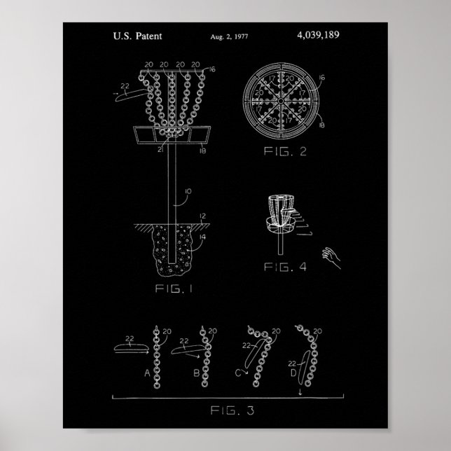 Affiche Disc Golf Basket Target Patent Design - Frolf  (Devant)