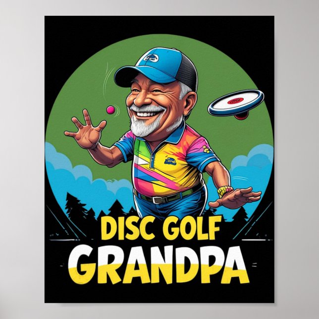 Affiche Disc Golf Grand-père – Lancer de casquette de bord (Devant)