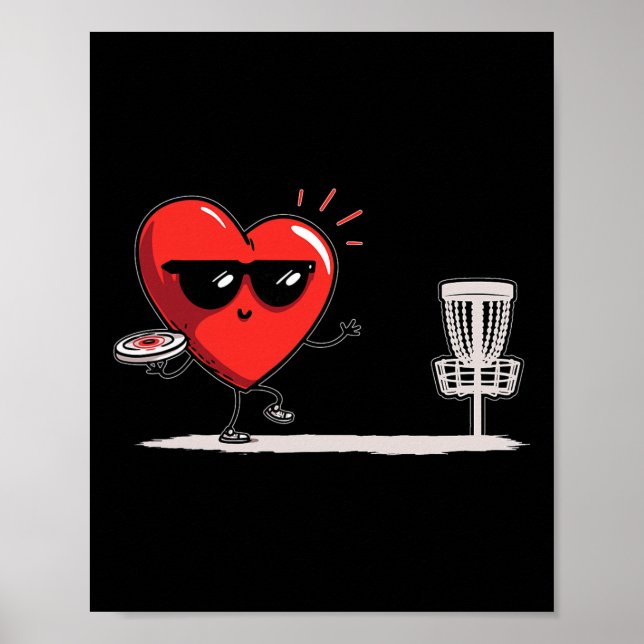 Affiche Discgolf Cœur Disque Golf Golfeur Saint-Valentin S (Devant)