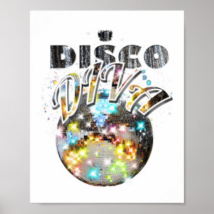 Affiche Disco Ball Disco Diva Queen - les années 70 Retro