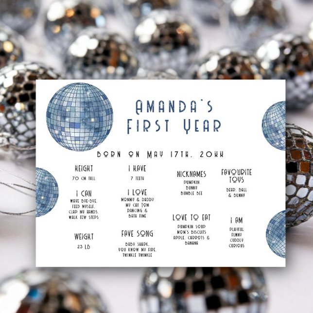 Affiche Disco ball First Birthday Milestone Birthday (Créateur téléchargé)