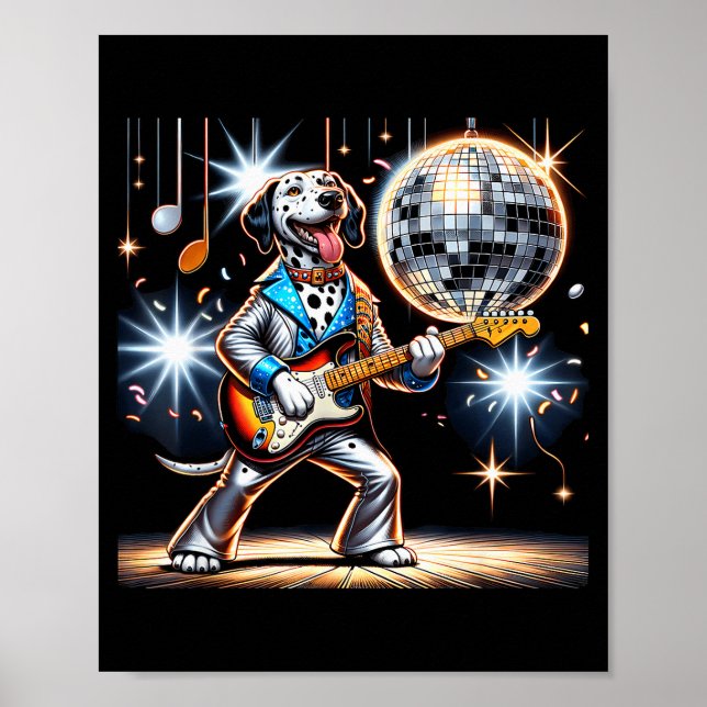 Affiche Disco Ball Guitar Dalmatian Dog Men Women Kids  (Devant)