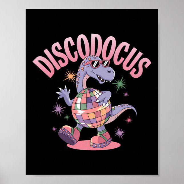 Affiche Disco Dancing Dinosaur Diplodocus Dino Funny 70s D (Devant)