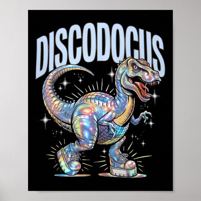 Affiche Disco Dinosaur Diplodocus 70s Dino Dancing Funny D (Devant)