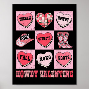 Affiche Disco Howdy Saint-Valentin Cowboy Cœur Rodéo Texas