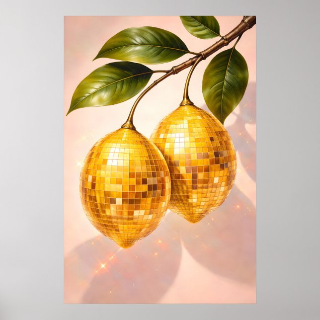 Affiche Disco Lemon, Art de Fruit à Boule Disco Ré (Devant)